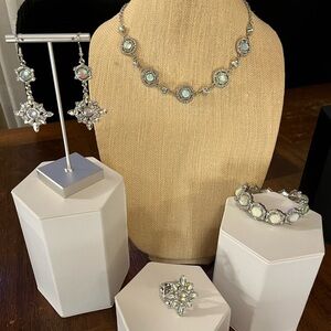 Elegant Silver and Opal Jewelry Set